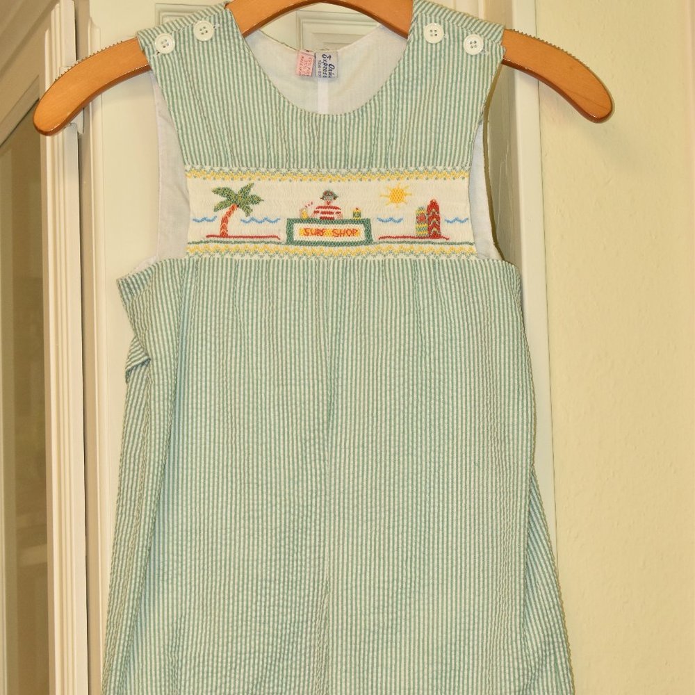 Smocked Orient Expressed Little Boys Shortall Size 5 in Surf Shack